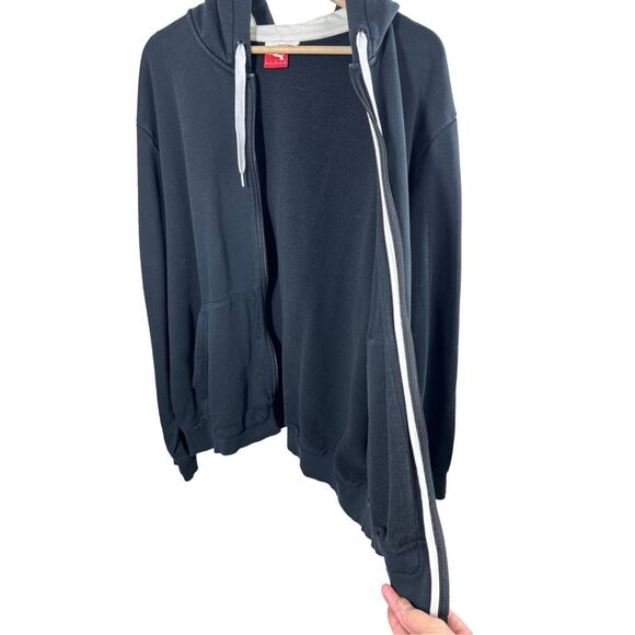 Puma Black Zip up Sweater Hoodie Men's Sweatshirt Embroidered Logo Size XXL - Picture 2 of 13